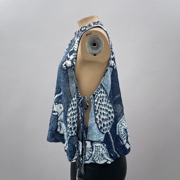 Free People Double Dutch Elephant Side Tie Crop Tank Blue Women's Size Small - Picture 9 of 15